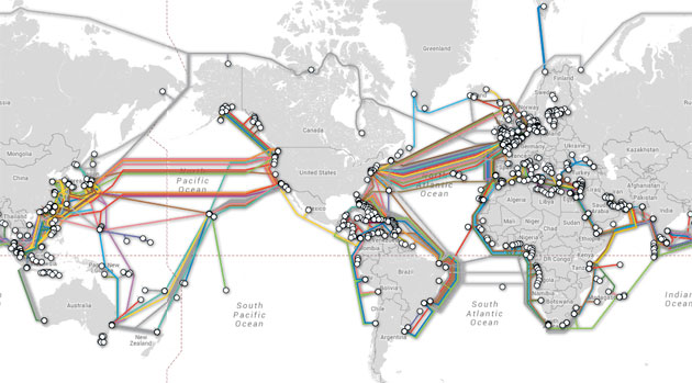 map of NSA undersea cable intercepts