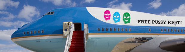 Pussy Riot protest paint on Air Force One