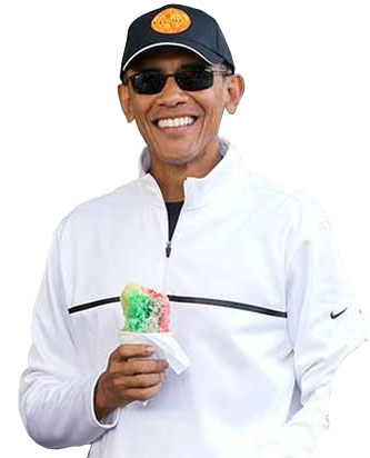 President Obama eating shave ice in Kailua - cutout