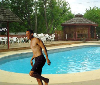 President Obama by the pool at Camp David