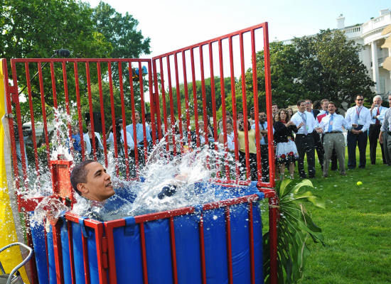 Obama in the dunk tank at luau
