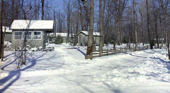 Camp David cabins in the winter