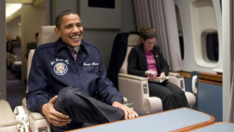obama smile air force one