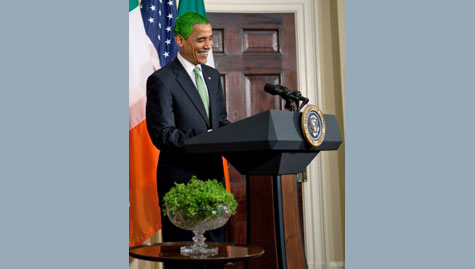 Obama with green hair 