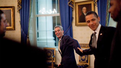 Obama Rahm dance in Oval Office