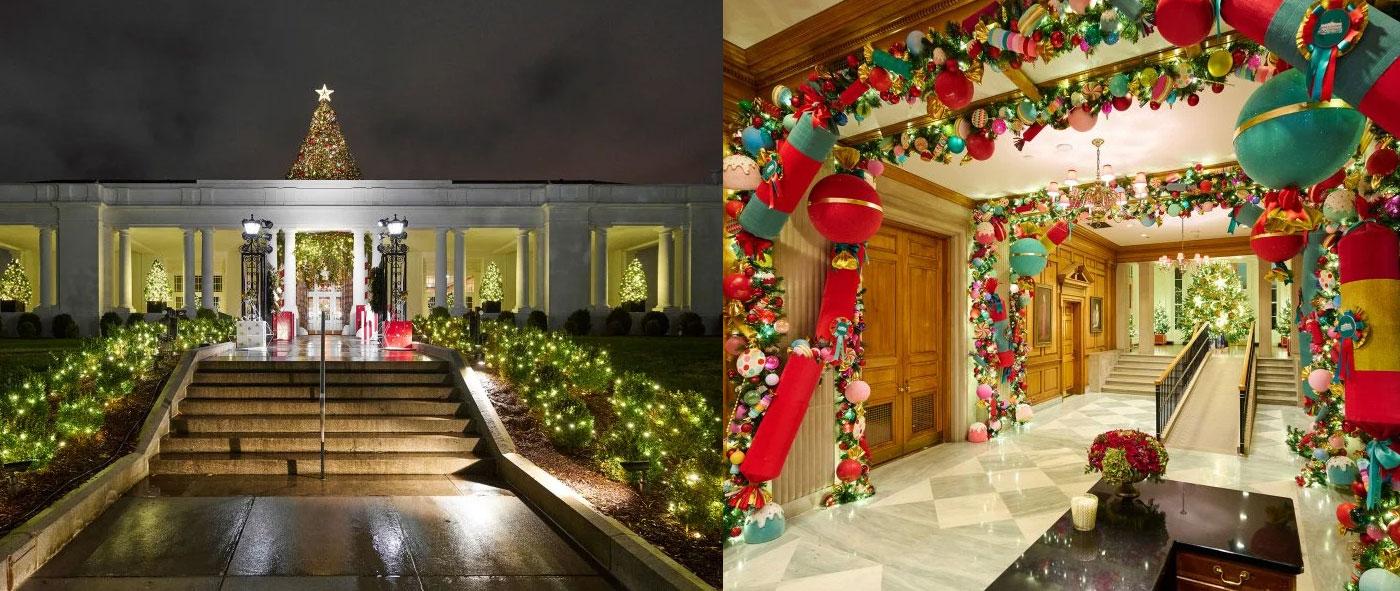 White house Christmas decorations - East Wing