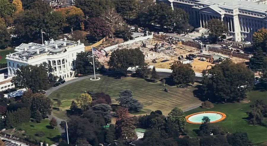 White House East Wing completely destoyed
